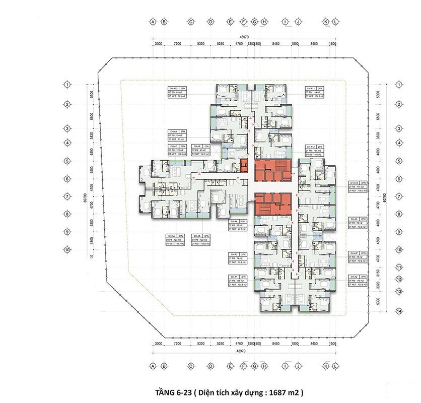 Mặt bằng tầng 6-23